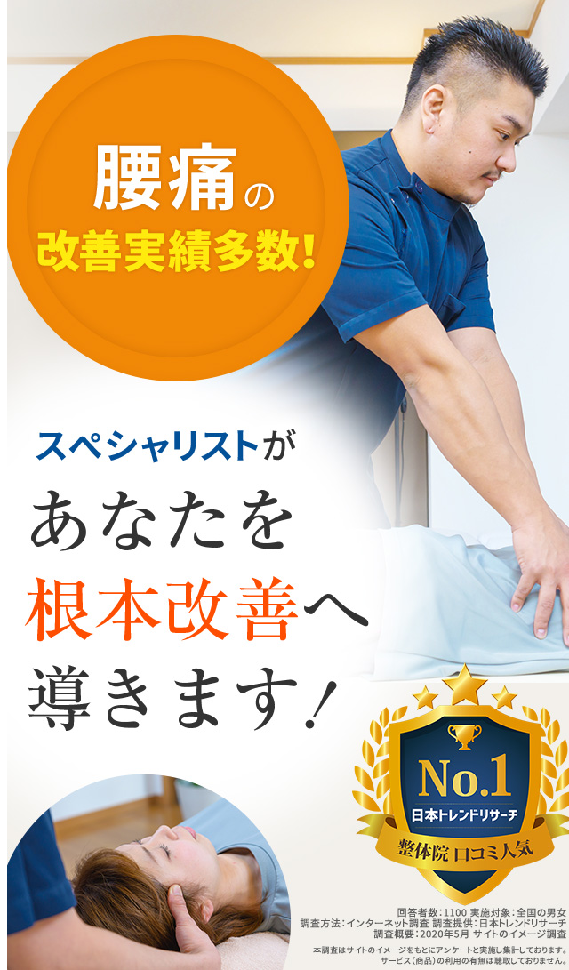 腰痛の改善実績多数!スペシャリストがあなたを根本改善へ導きます!